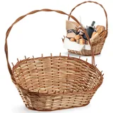 Kadax Geschenkkorb, Weidenkorb, Henkelkorb, Natürlich, Groß