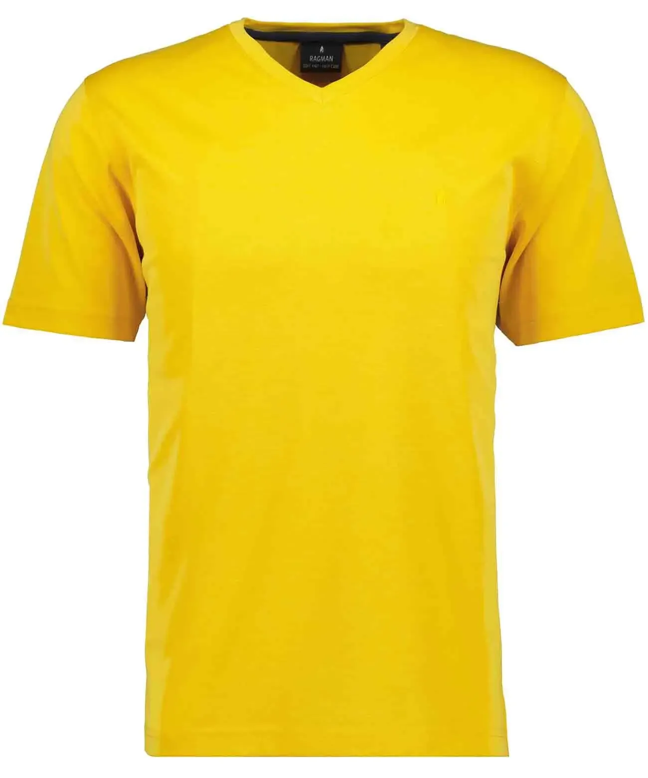 T-Shirt RAGMAN, Herren, Gr. M, gelb, Jersey, 70% Baumwolle 30% Polyester, regular fit, V-Ausschnitt, Shirts T-Shirt