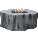 ELEMENTI Gasfeuerstelle "Manchester" in Baumstamm-optik, Grau, 105 x 100 x 43 cm (l x B x H)