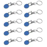 ohne Markename 10x Metall Schlüsselanhänger mit Einkaufschip / Farbe: blau - Einkaufschip