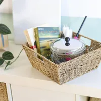 HMF Geschenkkorb leer, Aufbewahrungskorb geflochten aus Seegras Rechteckig 30