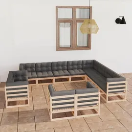 vidaXL Garten-Lounge-Set 12-tlg. grau