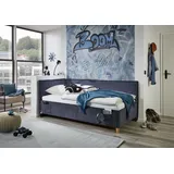 Meise Möbel meise.möbel Polsterbett Fun mit Lattenrost Stoff Blau Dunkelblau 140 x 200 cm