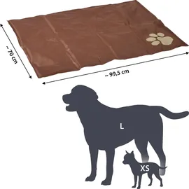 Dobar Kühlmatte für Hunde mit Pfoten Muster 99,5 x 70 cm Braun/Beige