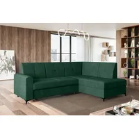 MEBLINI Schlafcouch mit Bettkasten - Kleines Ecksofa mit Schlaffunktion - Sofa mit Relaxfunktion - Kleine Couch L-Form - Eckcouch - SCANDI - 236x17... - Grün