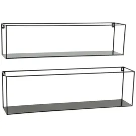 Boltze Wandregal 2er-Set Metall 40 x 12 x 10 cm Schwarz
