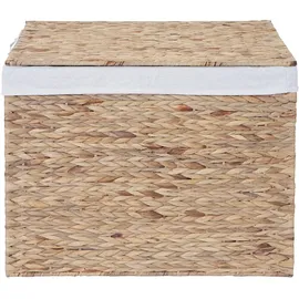 Mendler Wäschekorb HWC-C27, Wäschesammler Wäschesortierer Truhe, 2 Fächer Wasserhyazinthe 50x60x43cm 129l