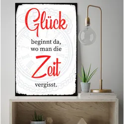 Metallbild QUEENCE "Zeit", rot (farbe bild(er): rot), B:30cm H:45cm, Stahl, Metall, Bilder, Stahlschilder
