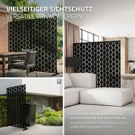 ML-Design Metall-Sichtschutz Milano 90x180 cm aus Stahl, Raumteiler mit 3 Paneele, Trennwand erweiterbar mit Ständer, Paravent Deko Sichtschutzwand wetterfest für Garten Balkon Terrasse