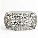 FineBuy Couchtisch in Silber Sofatisch 60cm Tisch Wohnzimmertisch Rund Beistelltisch (60 x 60 x 32 cm)
