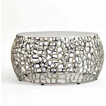 FineBuy Couchtisch in Silber Sofatisch 60cm Tisch Wohnzimmertisch Rund Beistelltisch (60 x 60 x 32 cm)