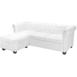vidaXL Chesterfield Sofa in L-Form Kunstleder Weiß