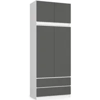 Akord furniture factory Kleiderschrank AKORD S90 mit Aufsatz Weiß