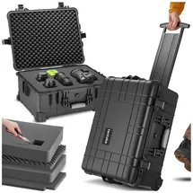 Tectake tectake® Kamerakoffer, aus robuster Hartschale mit 3 dicken Schaumstoffeinlagen, wasserdicht und temperaturbeständig, 45 x 26 x 58 cm
