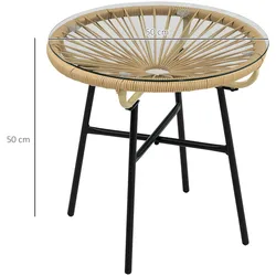 Outsunny - Ratten Beistelltisch - 50 x 50 x 50 cm - beige