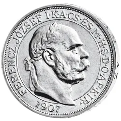 Gedenken an die Krönung Franz Josephs in Silber: Ungarn 5 Kronen 1907