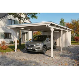 SKANHOLZ Emsland Flachdach Carport 4,02 x 8,46 m weiß inkl. Abstellraum
