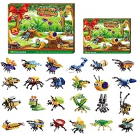 Pasyru 24 Insekt Klemmbausteine Set, Adventskalender 2023 Insekt Bausatz, 24 Kleines Insekt + 2 Groß Lord Insektenkönige, Geschenkbox für Jungen und Mädchen für Kinder
