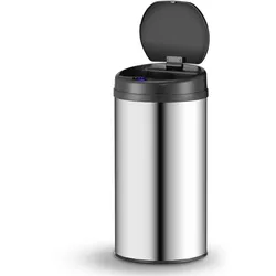Juskys Automatik Mülleimer mit Sensor 40L - Abfalleimer mit elektrischem Deckel für Küche - Silber