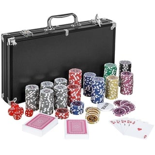 GAMES PLANET Spiel Games Planet® Pokerkoffer aus Aluminium, Pokerset aus Aluminium, 300x 12g Laser-Chips mit Metallkern, Farbwahl schwarz