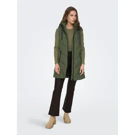 Jdy Steppweste "JDYSKYLAR LIFE HOOD WAISTCOAT OTW NOOS", Damen, Gr. M, grün (forest night detail:schwarz), Steppware, Obermaterial: 100% Polyester, unifarben mit Farbeinsatz, hüftbedeckend, Westen Steppweste