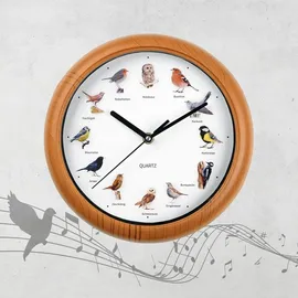 EasyMaxx Wanduhr 25,00 cm 12 Singvogelgesang beige/braun/weiß