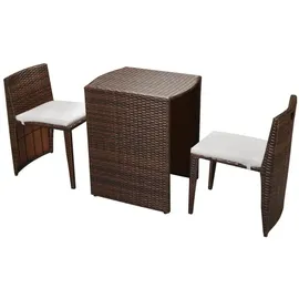 vidaXL Polyrattan Bistro Set 3-tlg. braun inkl. Auflagen 42881