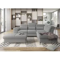 Ecksofa SIT & MORE "Cabrio L-Form, B: 274 cm, mit Sitztiefen-, Arm- & Kopfteilverstellung", grau, B:274cm H:87cm T:230cm, 100% Polyester, Sofas, Ecksofa, 3 Nierenkissen, Federkern, optional Bettfunktion und Stauraum