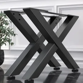 GGM Möbel 2er-Set X Tischkufen | Füße: 6x6cm | B98xH73cm | Schwarz | X Tischgestell, Tischkufen Schwarz