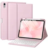 drivego Hülle mit Tastatur für iPad A16 11 Generation 2025/10 Generation 2022(11/10.9 Zoll), Magnetische Anti-Detach Tastatur Hülle für iPad 11./10. Gen, QWERTZ Layout Keyboard, Rosa