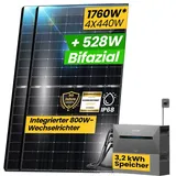 EPP.Solar® 1760W Balkonkraftwerk mit Speicher Komplettset Photovoltaikanlage All-In-One 8m2 inkl. 3,2 kWh Anker SOLIX Solarbank E1600 PRO Speicher