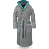 Normani Unisex Baumwoll-Bademantel Rob in Grau/Petrol | Gr.: L