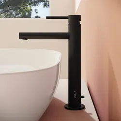 VitrA Origin Einhebel-Waschtischmischer mit Ablaufgarnitur, Badarmaturen, schwarz matt