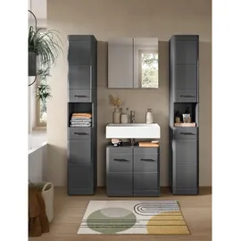 xonox.home Soft Hochschrank 30 x 180 cm Grau Hochglanz MDF