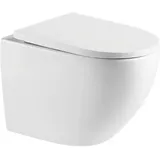 bb bäder boutique BB Wand-WC mit Tornado-Spülung und WC-Sitz mit SoftClose, glänzend weiß