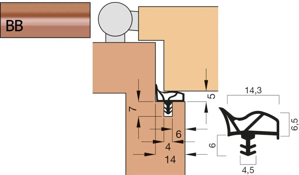 Türdichtung V 1012 Kurzbund -  beigebraun