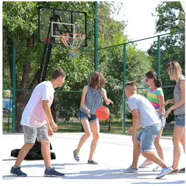 sportnow Basketballständer mit Rollen 107x70cm Rückwand, Mobiler Basketballkorb mit Ständer, verstellbare Korbhöhe 236-293 cm