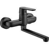BADLAND Waschtischarmatur Wasserhahn Wand DIMA Mischbatterie für Badezimmer in Schwarz