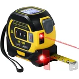 3-in-1 Laser-entfernungsmesser Mit Kreuzlibelle – 40 M Digitales Laser-messgerät, Selbstnivellierendes Lcd-display, Einheiten In/ft/m, 5 M Band, Gelb