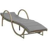 vidaXL Sonnenliegen 2 Stk. mit Auflagen Beige Poly Rattan
