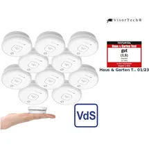 VisorTech fotoelektrische Rauchwarnmelder Weiß 10er-Set