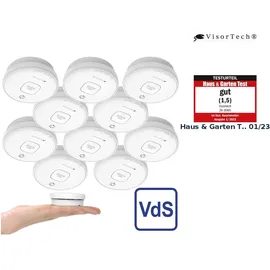 VisorTech fotoelektrische Rauchwarnmelder Weiß 10er-Set
