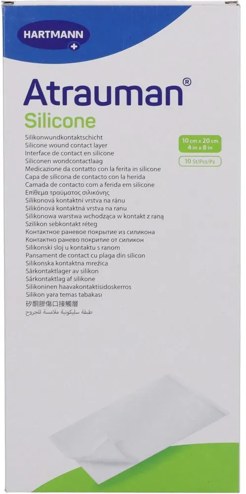 ATRAUMAN Silicone steril 10x20 cm Kompressen 10 St