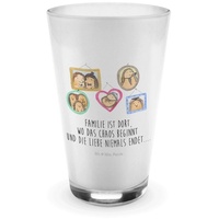 Mr. & Mrs. Panda Glas Igel Familie - Transparent - Geschenk, Latte Macchiato, Cappuccino Gl, Premium Glas, Edles Matt-Design
