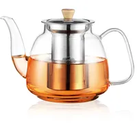CNGLASS 1100ml/37.5oz Glas-Teekanne mit Infuser,Klarglas-Teekessel mit abnehmbarem Edelstahlsieb,Herdfeste Glas-Teekanne für blühenden und losen Blatttee