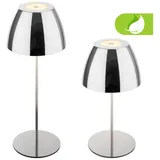 Briloner - LED Tischlampe kabellos IP44 mit Touch, stufenlos dimmbar, Akku & Lichtquelle tauschbar, Nachttischlampe, Leselampe, LED Lampe, Campinglampe, Tischleuchte, Outdoor, 36x10,5 cm, Chrom