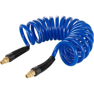POPPSTAR Druckluft-Spiralschlauch 5m mit Ø 8mm x 12mm, Knickschutz, verbesserte Schwenkverschraubung G 1/4 Zoll Außengewinde