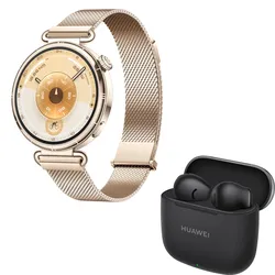HUAWEI Watch GT6 41mm, Gold Milanese + Huawei Buds SE3 inkl. HUAWEI Freebuds SE3, schwarz (Bundle)