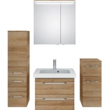 Saphir Badmöbel-Set »Balto Sprint 4-teilig, Mineralmarmor-Waschtisch mit LED-Spiegelschrank«, (5 St.), braun