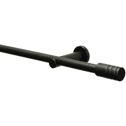 Gardinia Gardinenstangen Set Zylinder 1-Lauf, Metall, Ø 19 mm, Schwarz Matt, 160 cm